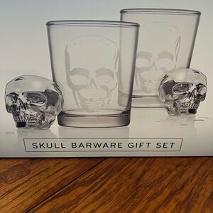 Williams Sonoma Skull Barware Gift Set - Clear and Silver